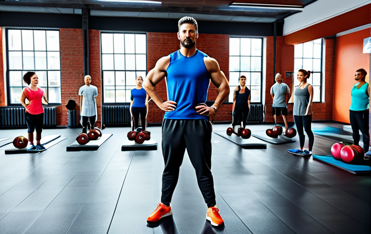 **

"A group of diverse adults in sportswear participating in a functional fitness class in a bright, modern gym. Everyone is fully clothed in appropriate athletic wear. Instructor is demonstrating an exercise. Safe for work, appropriate content, fully clothed, professional fitness setting, perfect anatomy, natural proportions, high-quality digital render."

**