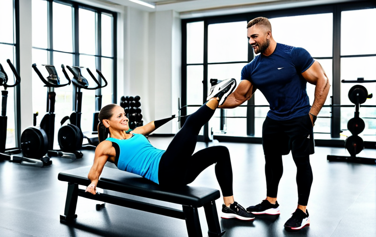 **
"A friendly, fully clothed personal trainer demonstrating a personalized fitness program to a client in a bright, modern gym, appropriate attire, safe for work, perfect anatomy, natural proportions, dynamic pose, fitness equipment, well-lit, professional photography, modest."
**