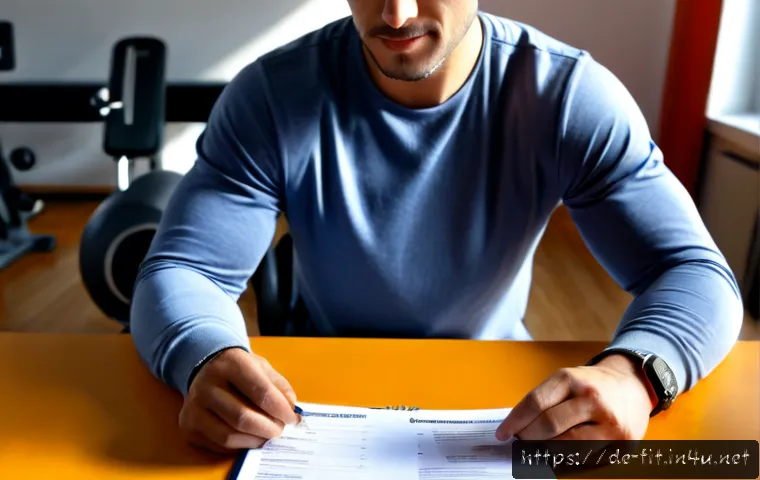 Home 17 헬스트레이너 이직 시 유의사항 - Photorealistic German personal trainer reviewing a new employment contract with a career advisor at ...